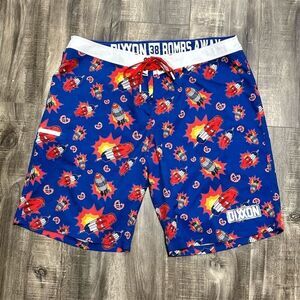 Dixxon Men's Boardshorts Size 38 Blue Rocket Bomb Swim Trunks
